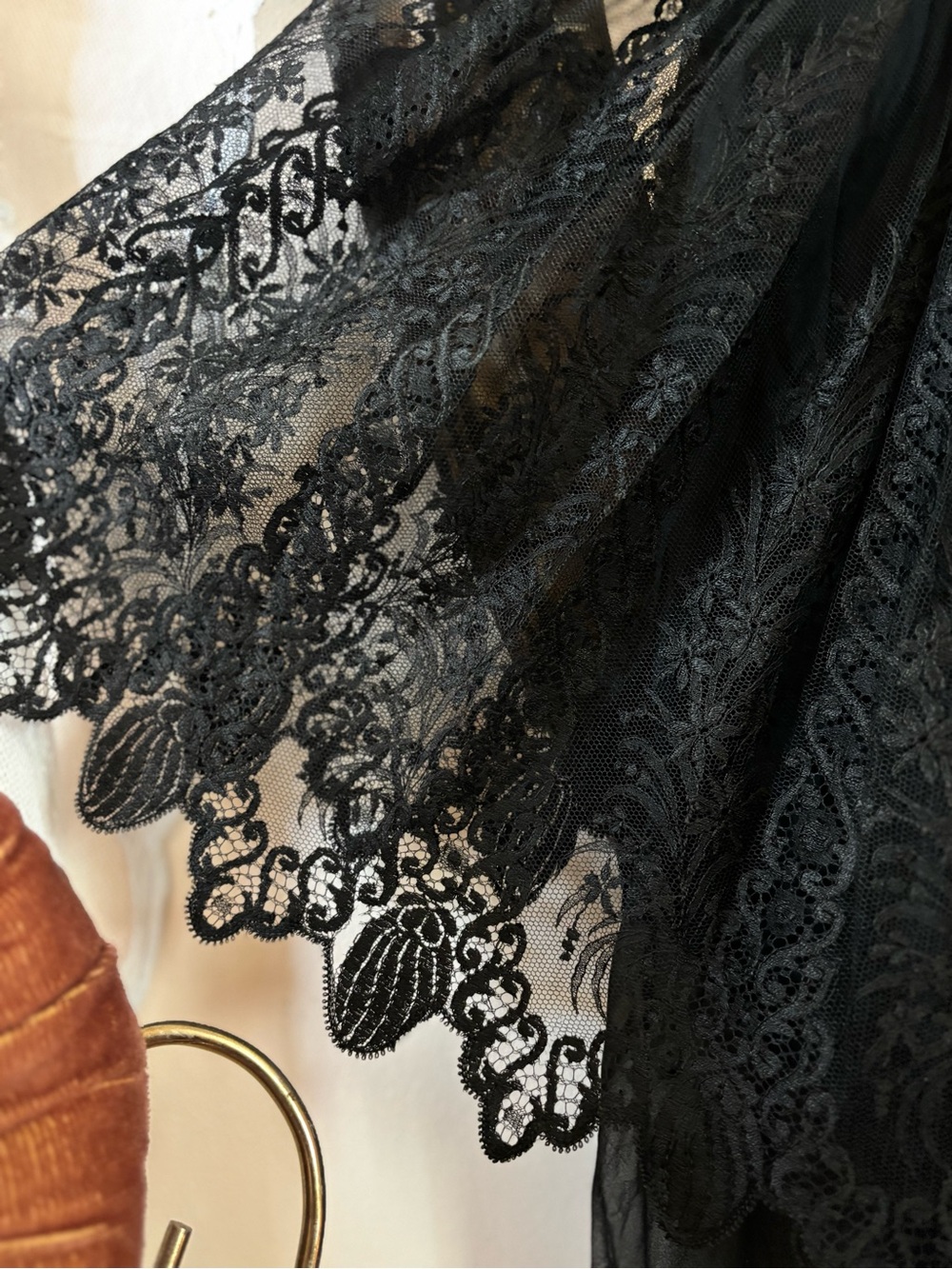 1930s Rare Vintage Black Sheer Silk Lace Dress Bolero Set - Picture 15 of 16